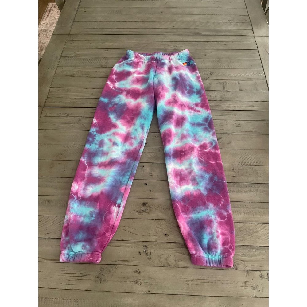 AVIATOR NATION HAND DYED TIE DYE SWEATPANTS - TURQUOISE - Size XS - Picture 4 of 9